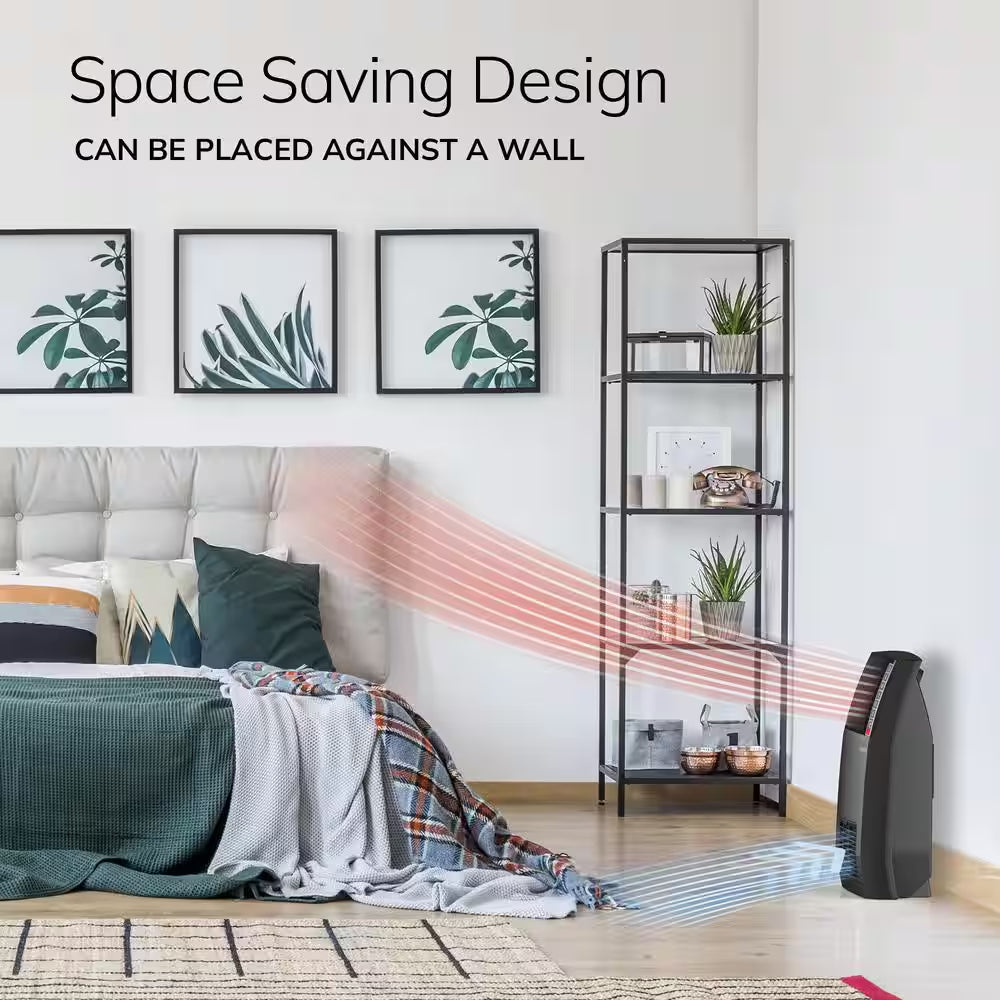 1500-Watt 20 In. Black Electric Console Ceramic Space Heater with Tip-Over Switch, Adjustable Louvers, Timer, Remote