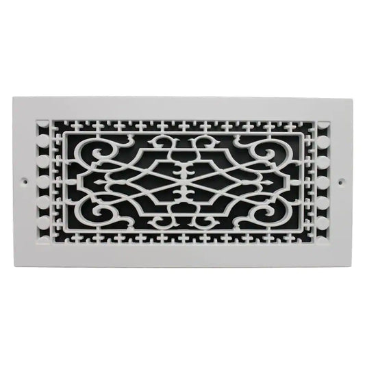 Victorian Wall Mount 14 In. X 6 In. Opening, 8 In. X 16 In. Overall Size, Polymer Decorative Return Air Grille, White