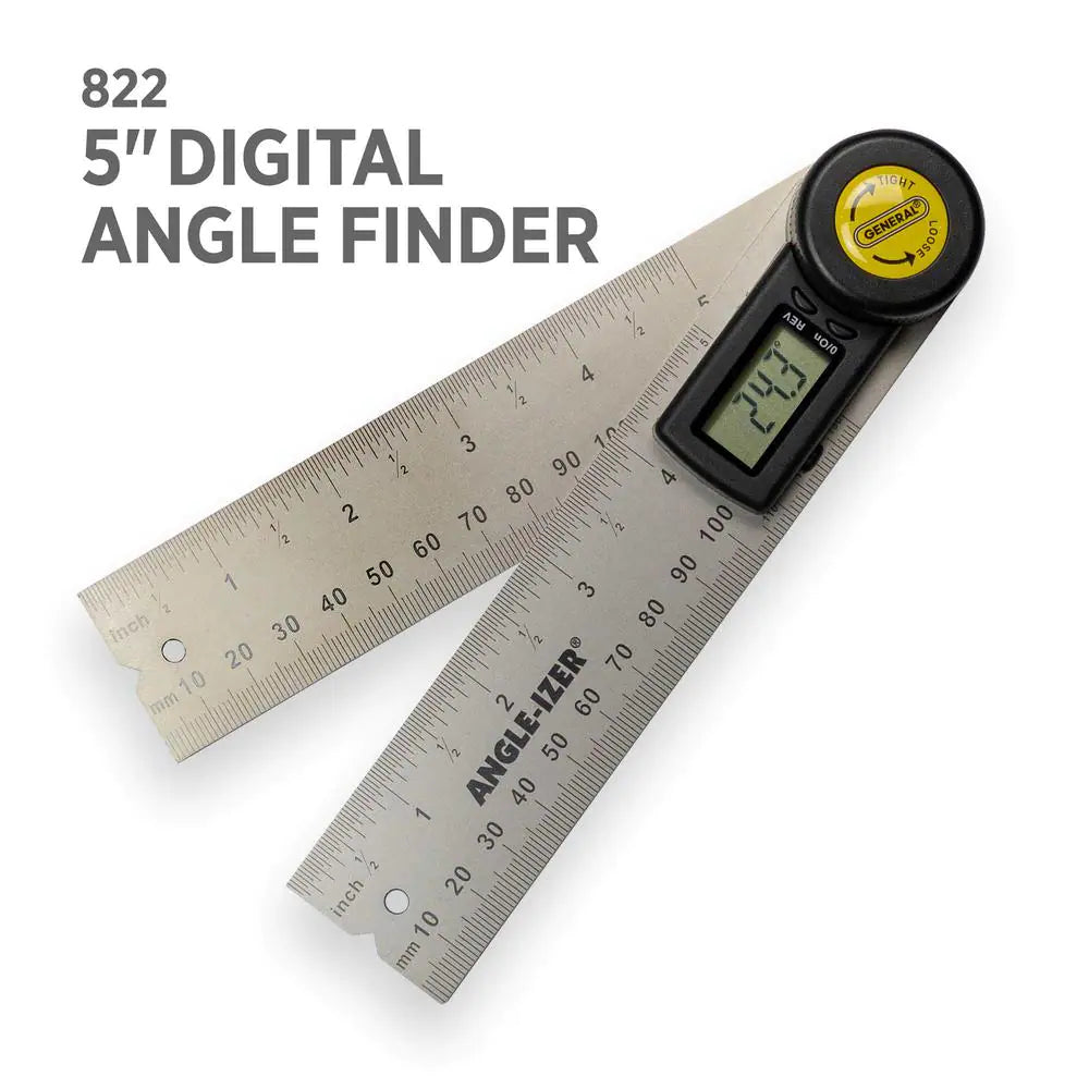 5 In. Digital Reversible Angle Finder with Angle Lock and Large LCD Readout