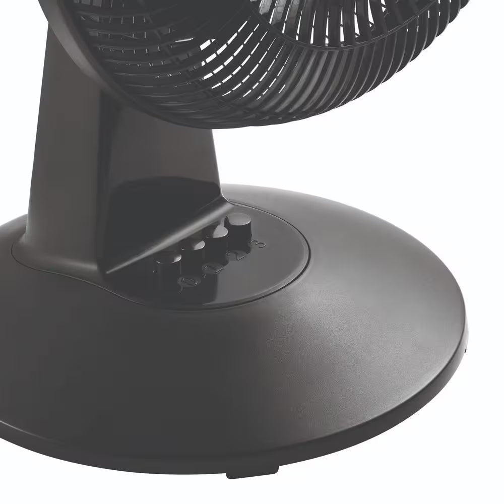 12 In. 3-Speed Oscillating Personal Desk Fan with Tiltable Head in Black