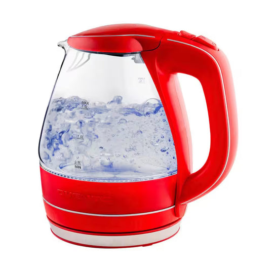 Illuminated 6.5-Cup Red Electric Kettle with Filter, Fast Heating and Auto-Shut Off