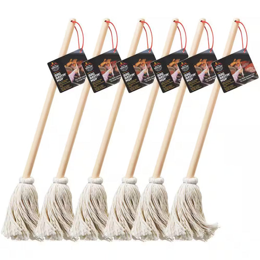 16 In. Wooden Handle BBQ - Grill Basting Mop with Cotton Head (6-Pack)