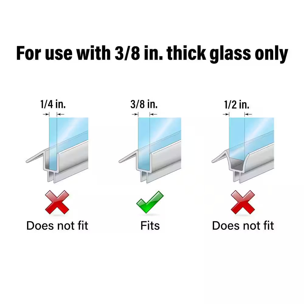 Frameless Shower Door Bottom Seal, 3/8 In. X 36 In., Vinyl, Clear