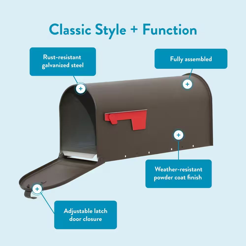 Elite Bronze, Medium, Steel, Post Mount Mailbox