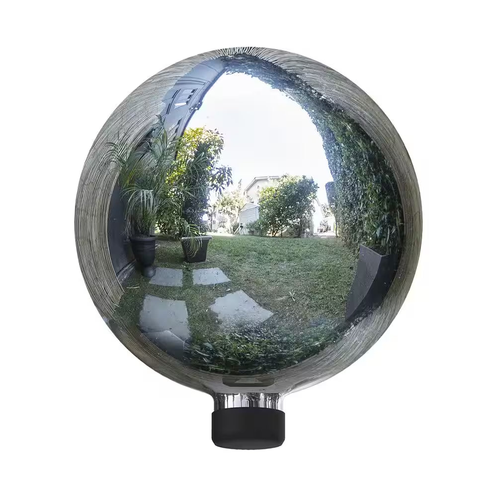 10 In. Diameter Indoor/Outdoor Glass Yard Decoration, Gazing Ball Green Silver