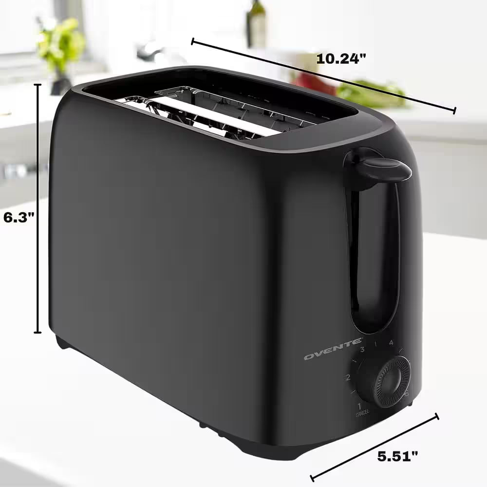 700-Watt 2-Slice Black Bread Toaster