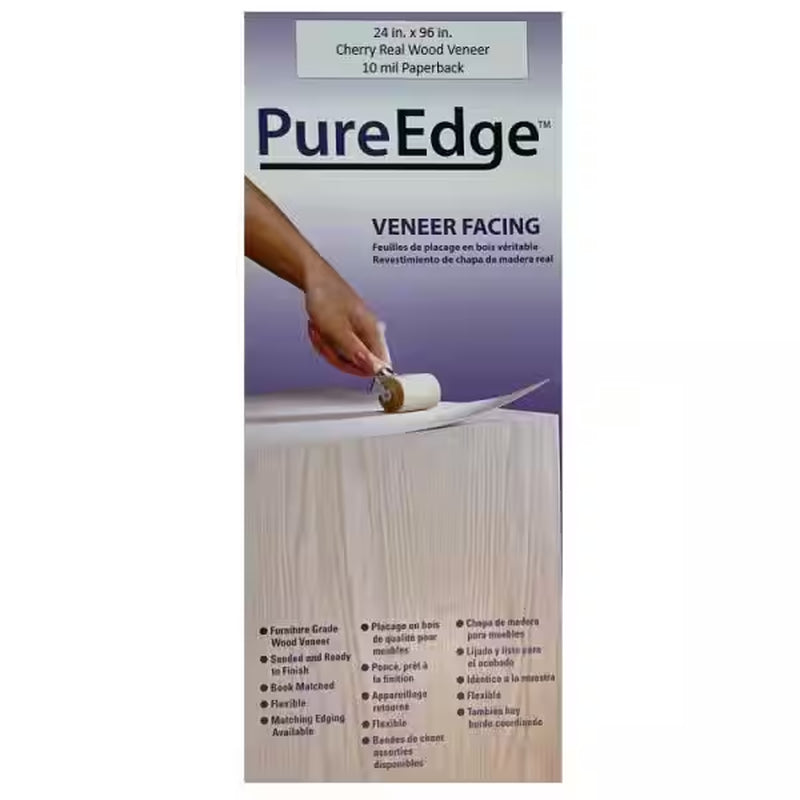 24 In. X 96 In. Cherry Real Wood Veneer with 10 Mil Paperback