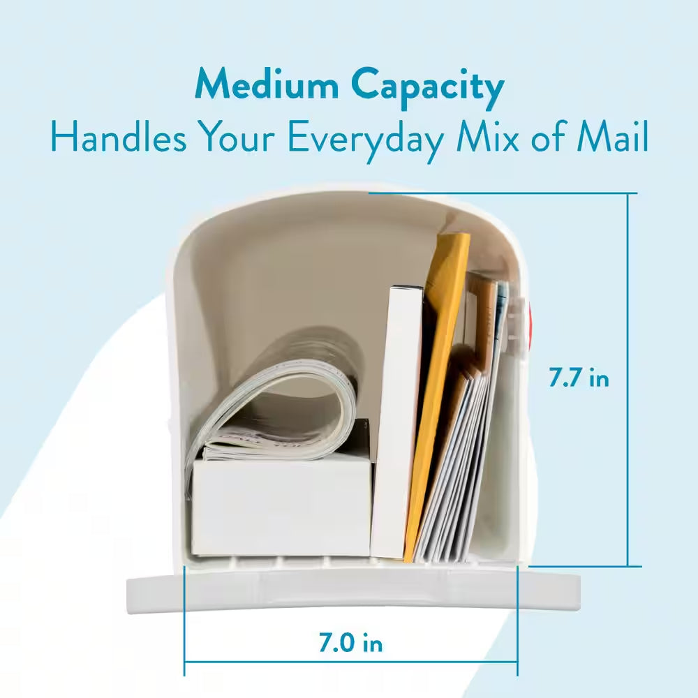 Parsons White, Medium, Plastic, Post Mount Mailbox