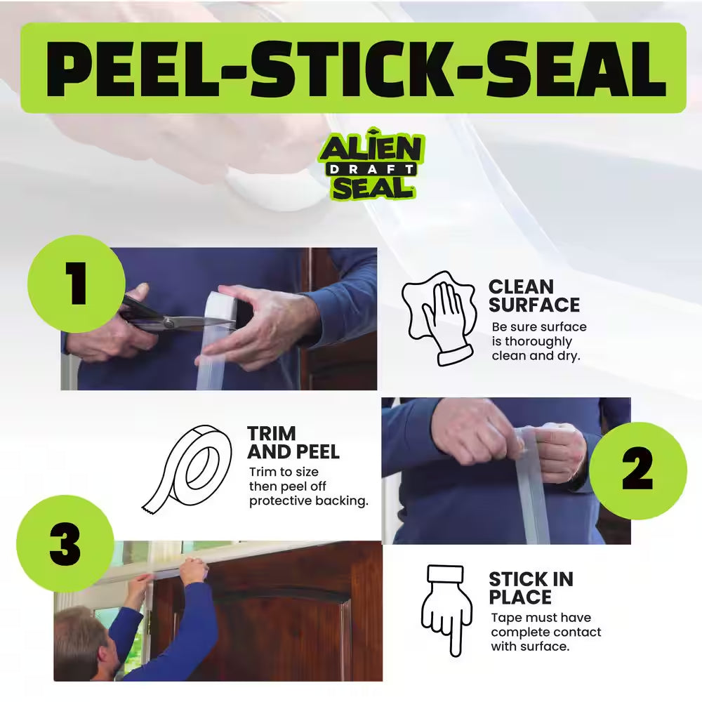 Alien Seal 1.4 In. X 49 Ft. Transparent Anti-Draft Adhesive Instant Insulation Seal Tape (3-Pack)