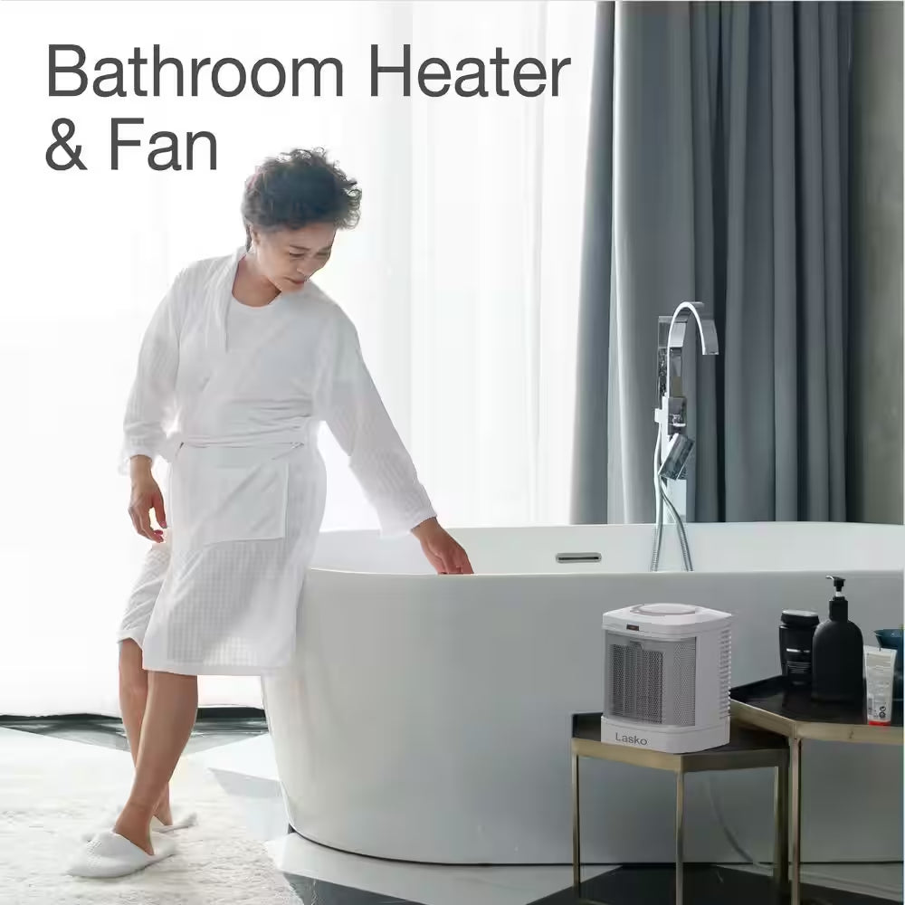 1500-Watt 7.65 In. Electric Bathroom Ceramic Space Heater with Fan and ALCI Safety Plug