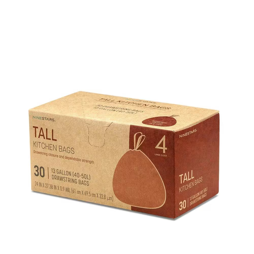 10 Gal. - 13 Gal. Tall Kitchen Drawstring Closure Trash Bags (30-Count)