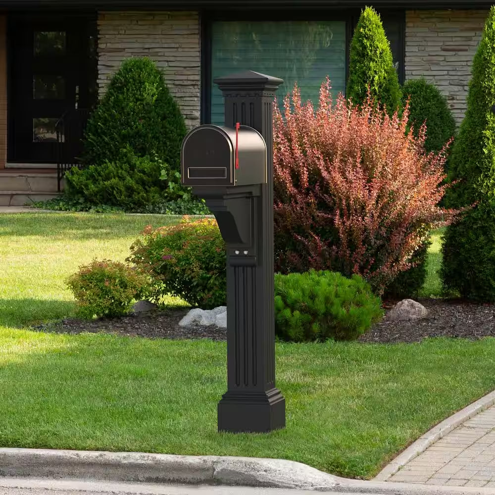 Manchester Decorative Polyethylene Mailbox Post, Black