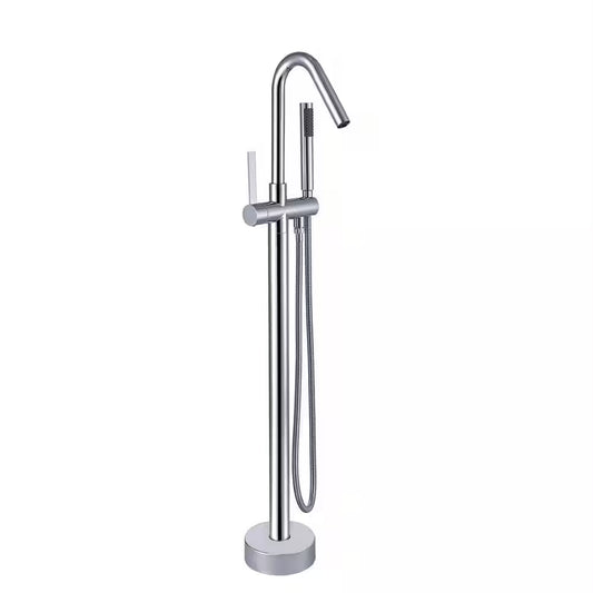 Single-Handle Freestanding Tub Faucet Bathtub Filter with Handheld Shower in Chrome