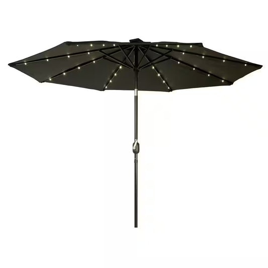 9 Ft. Deluxe Solar Powered LED Lighted Patio Market Umbrella (Black)