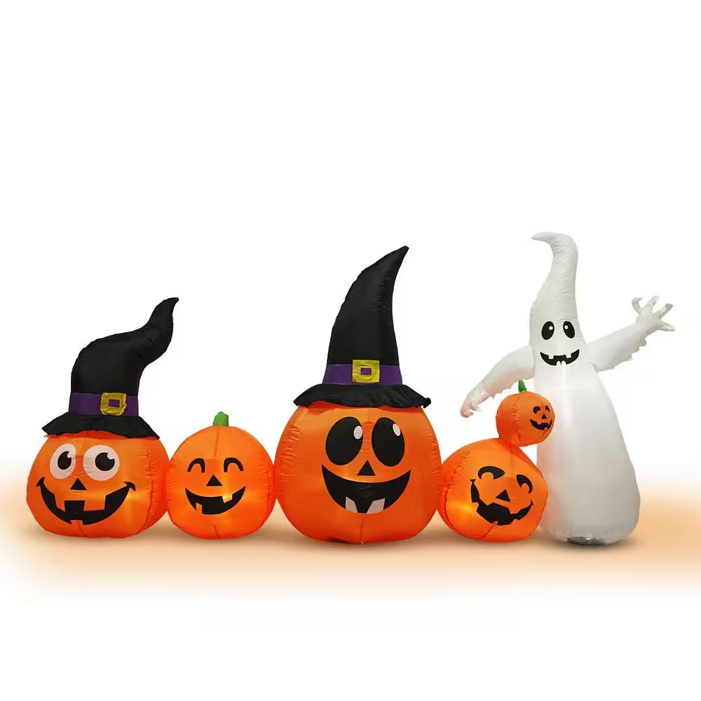 12 Ft. LED Pumpkins Ghost Halloween Inflatable Outdoor Decorations