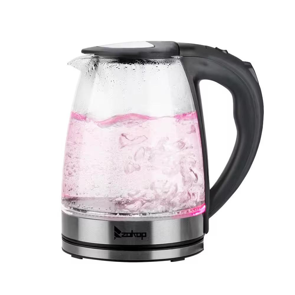 7.5-Cup Glass and Stainless Steel Electric Kettle with 7-LED Lights