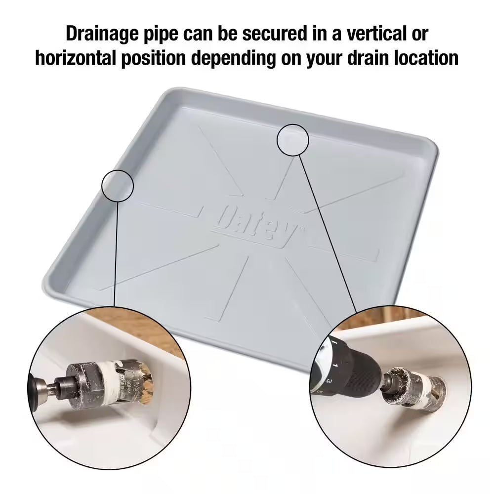 28 In. X 30 In. Plastic Washing Machine Drain Drip Pan with 1 In. Furnished Drain Adapter