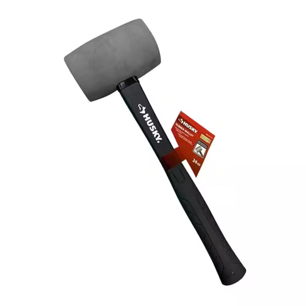 24 Oz. Gray Rubber Mallet with 14 In. Fiberglass Handle