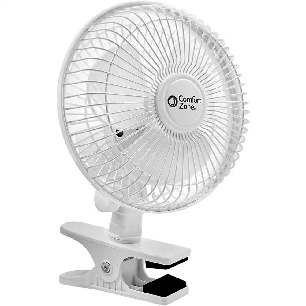 6 In. Quiet Portable Indoor 2-Speed Desk Fan with Clip and Fully Adjustable Tilt in White