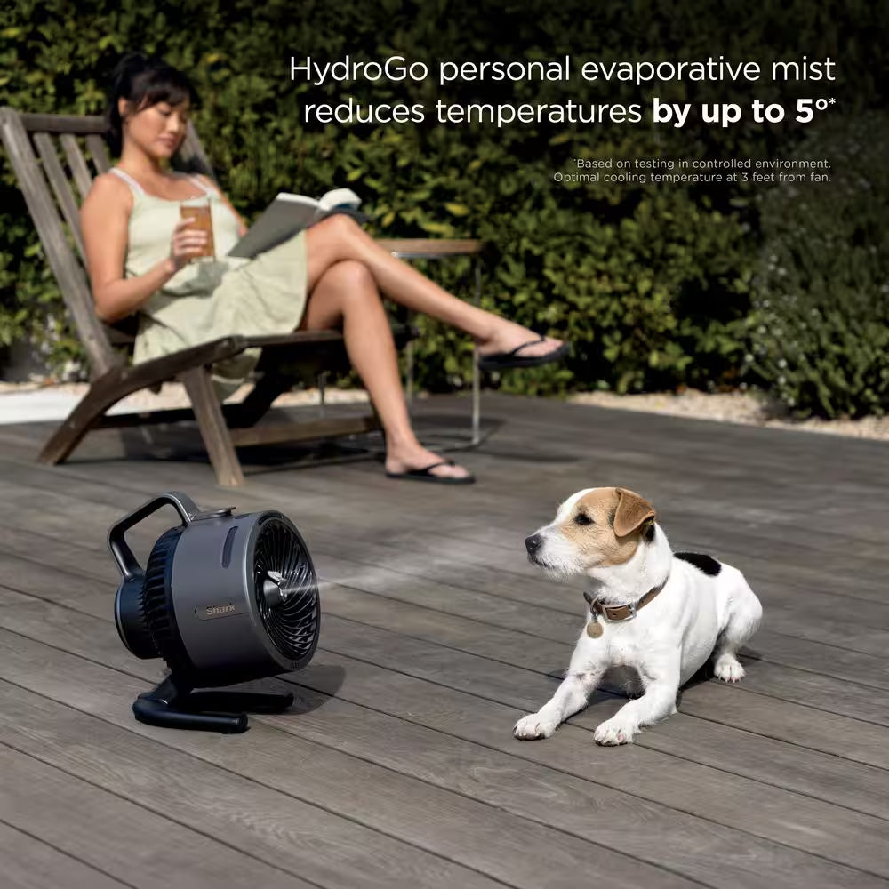 Flexbreeze Hydrogo 8.4 In. 5-Fan Speeds Personal Misting Portable Fan in Dark Grey with Ultra-Quiet Cooling