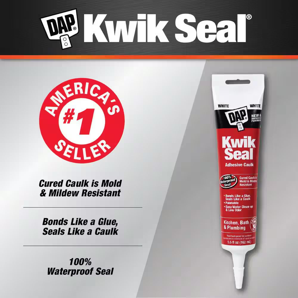 Kwik Seal 5.5 Oz. White Kitchen and Bath Adhesive Caulk