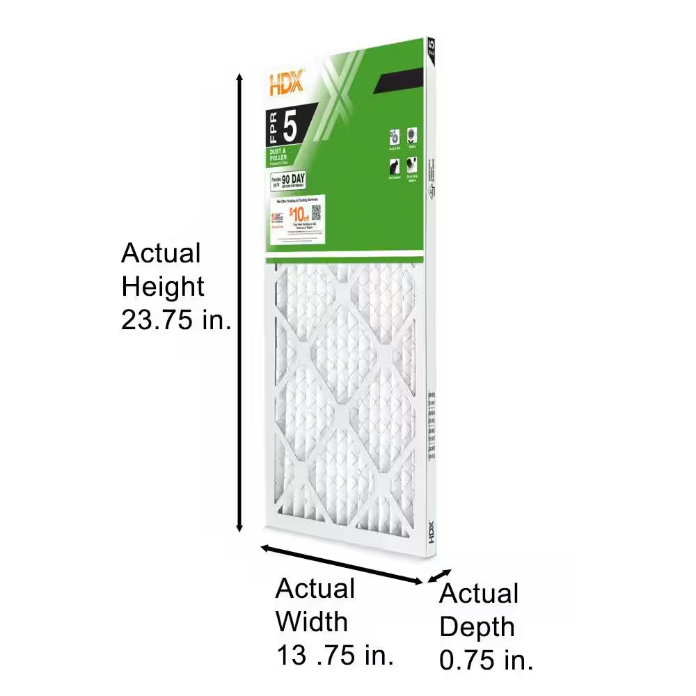 14 In. X 24 In. X 1 In. Standard Pleated Furnace Air Filter FPR 5, MERV 8 (3-Pack)
