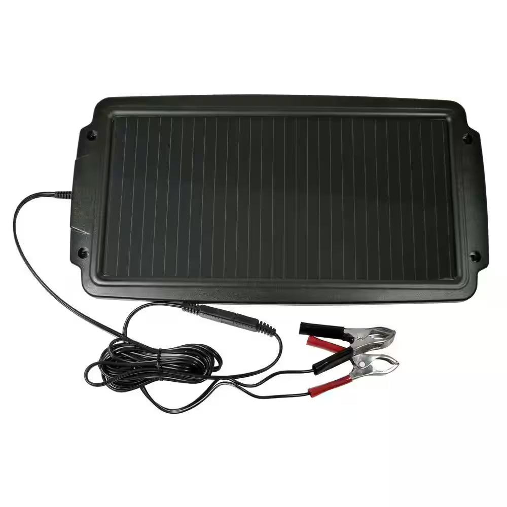 Automotive 12 Volt Solar Battery Maintainer with Quick-Connect Clamps and DC Accessory Plug
