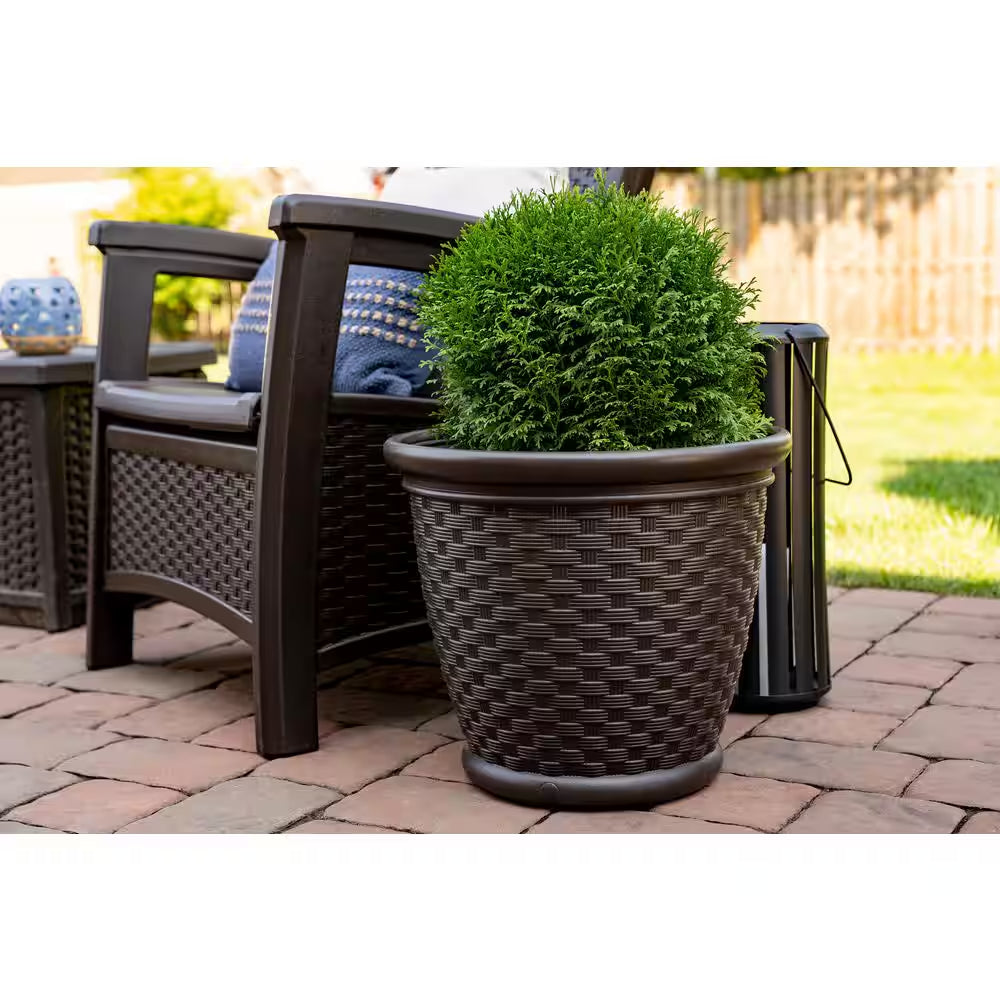 Sonora 22 In. round Java Blow Molded Plastic Planter (2-Pack)