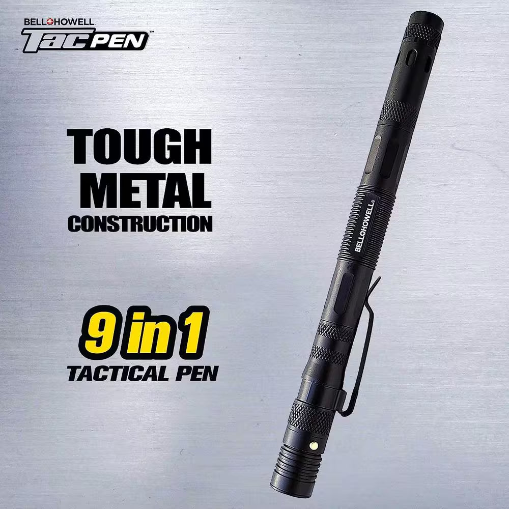 Tac Pen, 2-PACK, 9 in 1 Aluminum 30 Lumens Tactical Pen and Flashlight