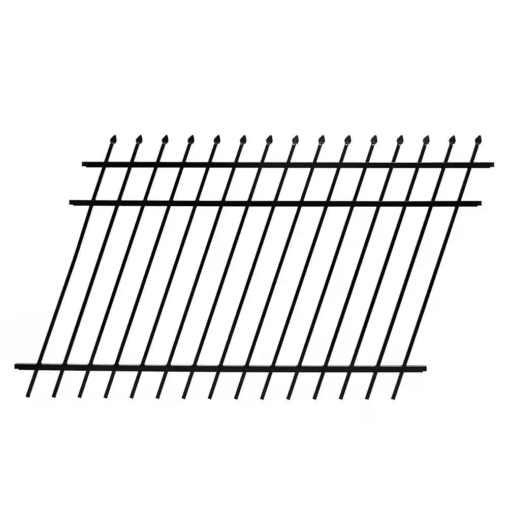 4 Ft. H X 6 Ft. W Athens Pressed Spear Design Gloss Black Aluminum Fence Panel