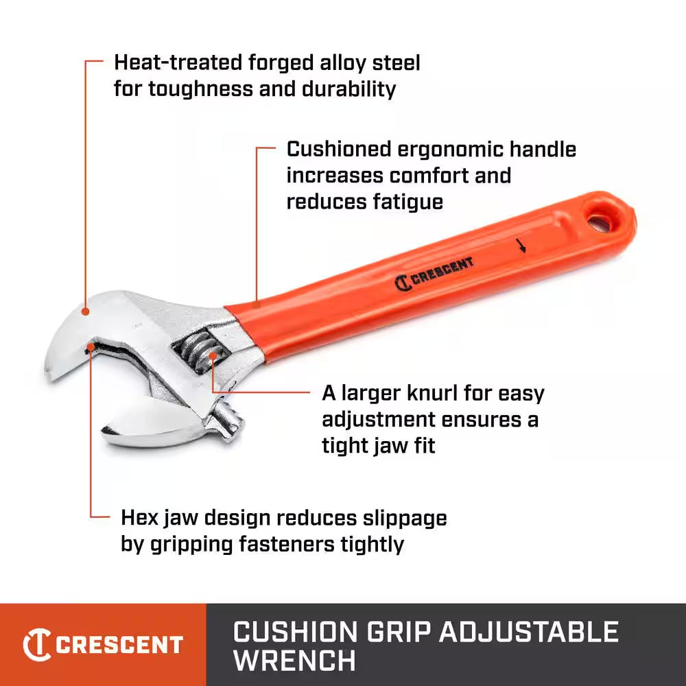 6 In. and 10 In. Chrome Cushion Grip Adjustable Wrench Set (2-Piece)