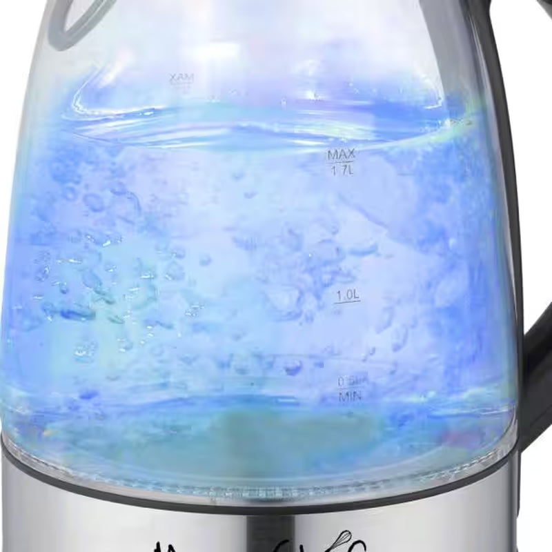7 Cups 1.7 L Glass and Stainless Steel Electric Tea Kettle