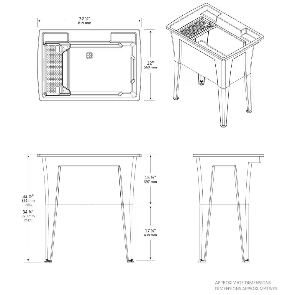 32 In. X 22 In. White Freestanding Utility/Laundry Sink