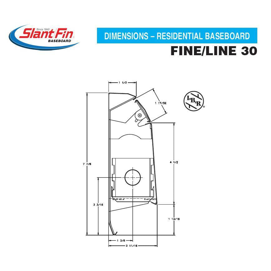 Fine/Line 30 2 Ft. Hot Water Baseboard with Fully Assembled Element and Enclosure in Nu White