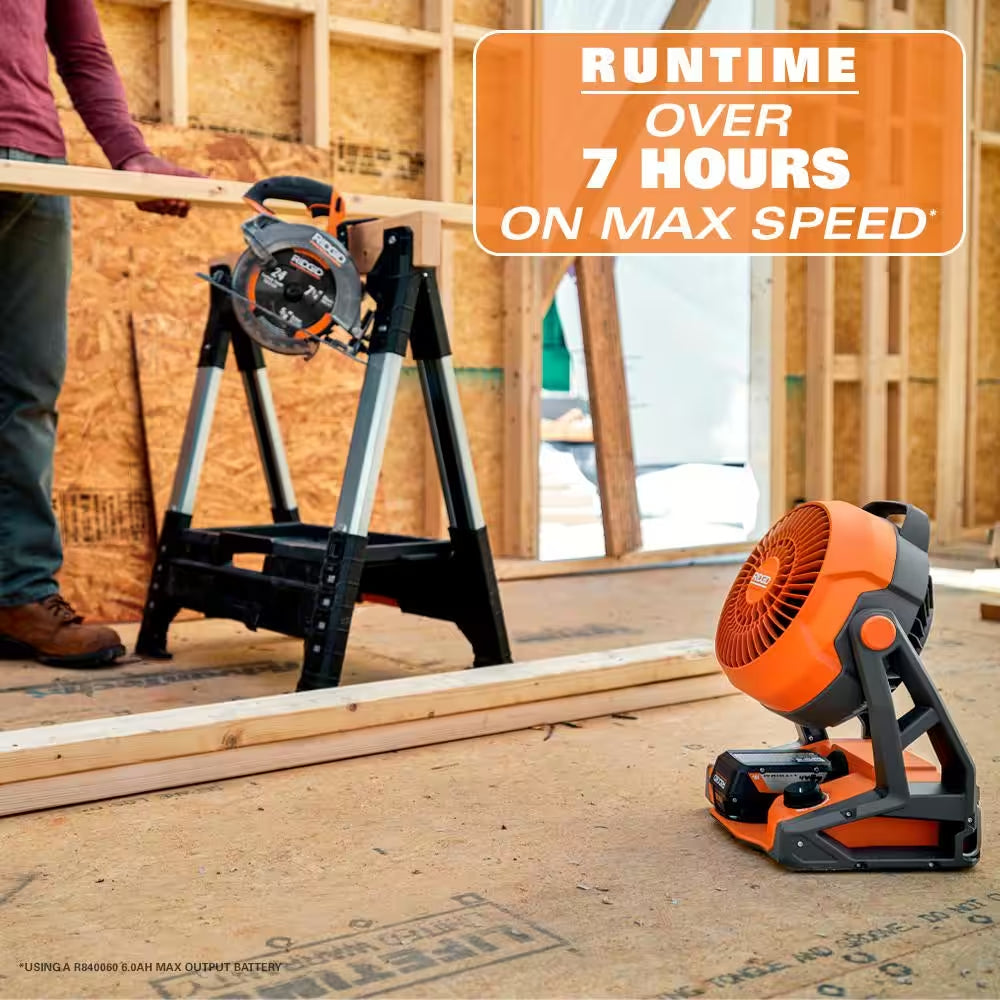 18V Cordless Hybrid Jobsite Fan with (2) 4.0 Ah Batteries, Charger, and Bag
