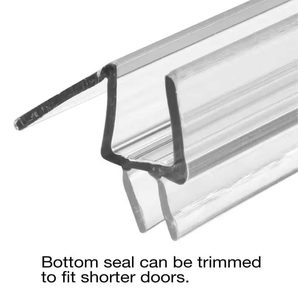 Frameless Shower Door Bottom Seal, 3/8 In. X 36 In., Vinyl, Clear