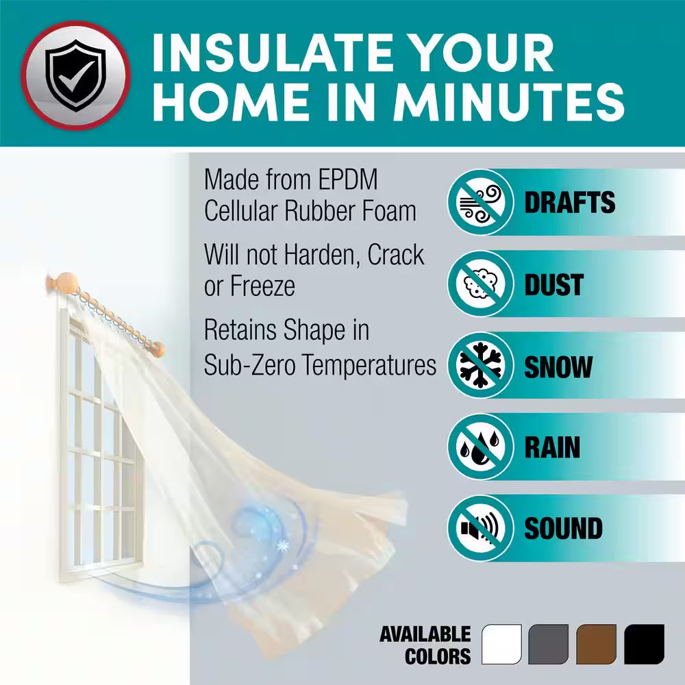 5/16 In. X 1/4 In. X 17 Ft. White D-Center EPDM Medium Gap Weatherseal Tape