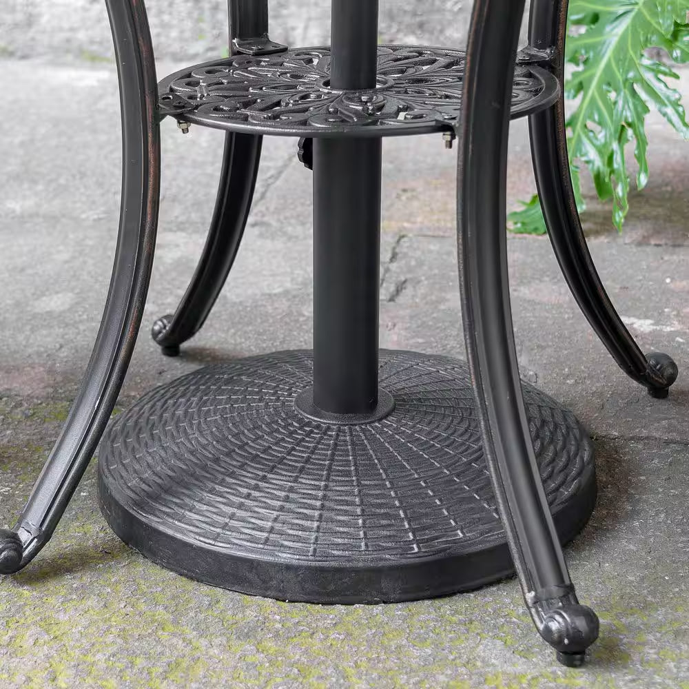 Black Resin and Concrete Outdoor 22 Lb. 18 In. round Patio Umbrella Base, for 1.5 In. Umbrella Poles