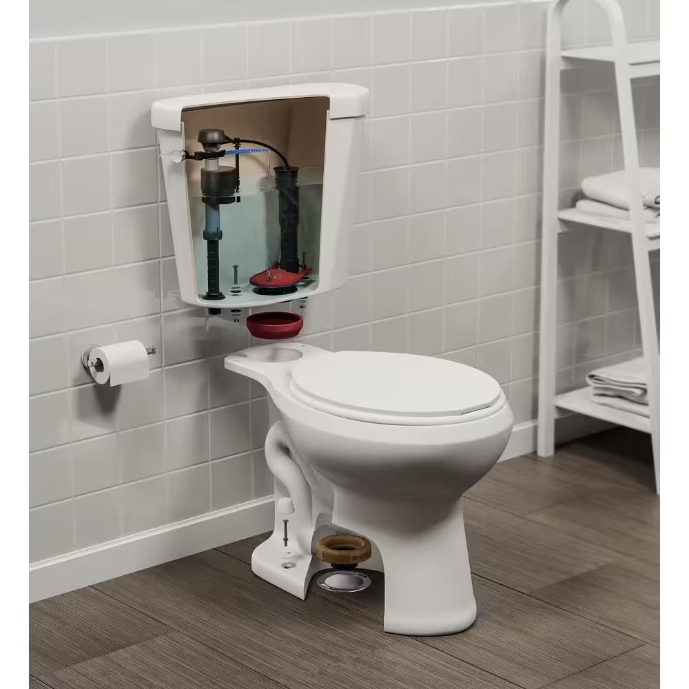 12 Inch Rough in Two-Piece 1.28 GPF Single Flush round Toilet in White Seat Included