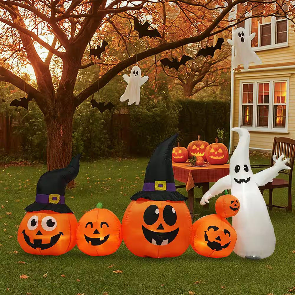 12 Ft. LED Pumpkins Ghost Halloween Inflatable Outdoor Decorations