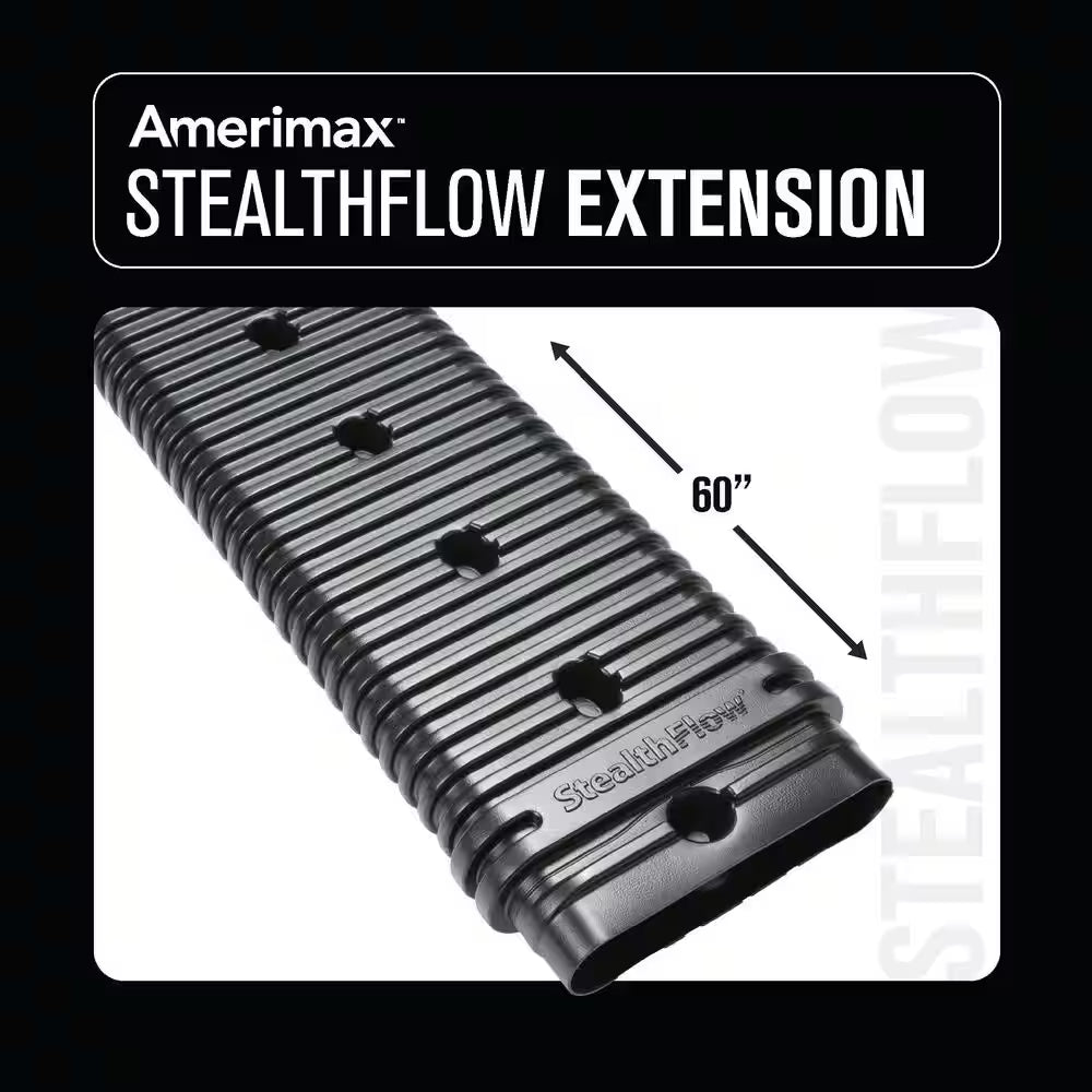 Stealth Flow 60 In. Black Vinyl Low Profile Downspout Extension Only