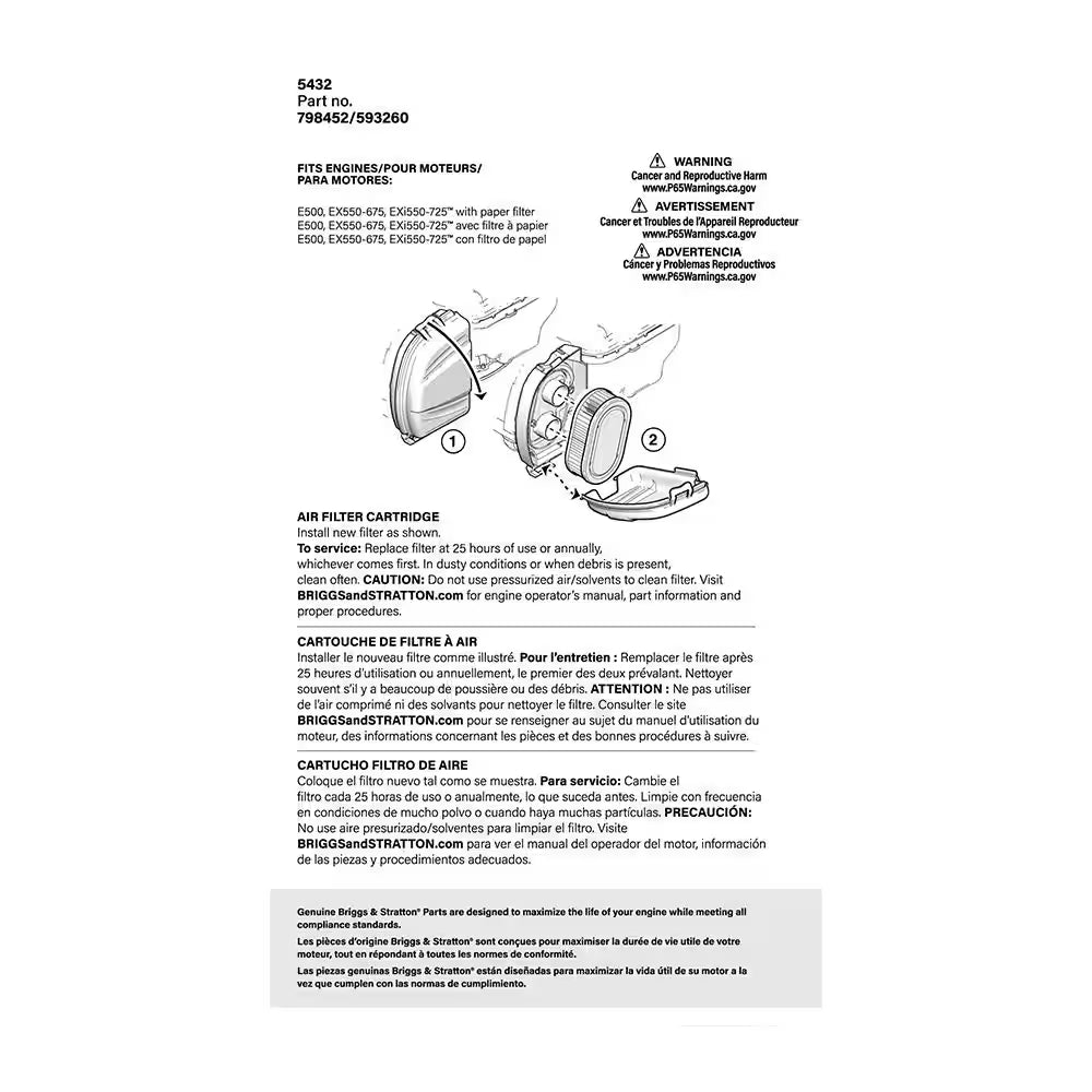 Air Filter Part for 550EX Engine
