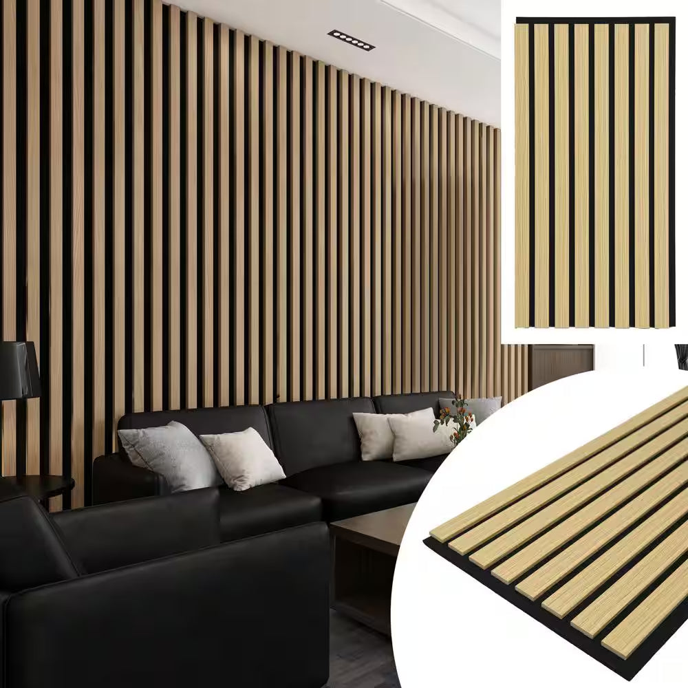 2/5 In. X 1 Ft. X 2 Ft. Yellow Oak MDF Decorative Acoustic Wall Paneling, 3D Soundproof Slat Wall Panels (20-Pack)