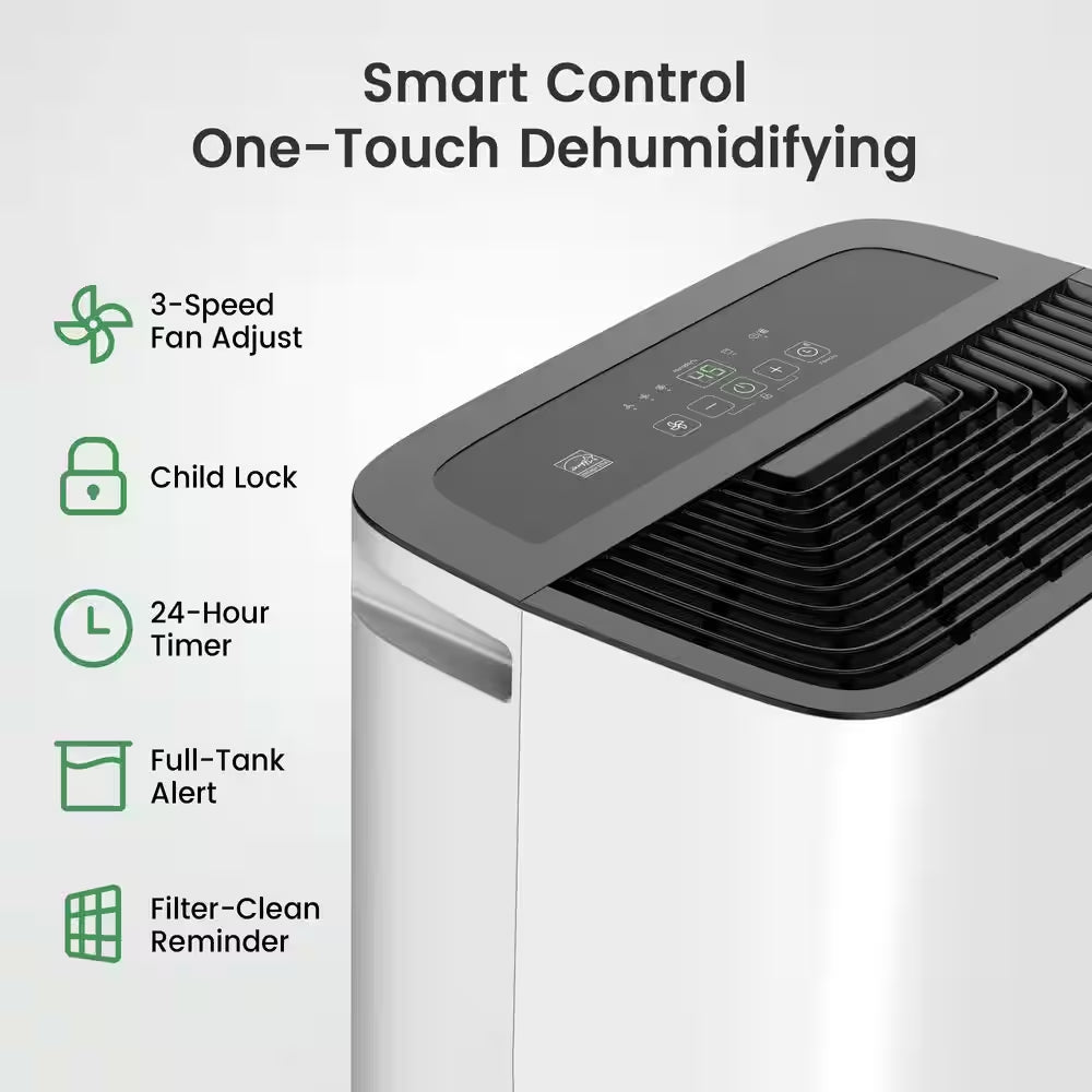 80 Pt. 5,000 Sq. Ft. Energy Star Portable Dehumidifier with Bucket and Drain Hose for Bedroom, Basement in White