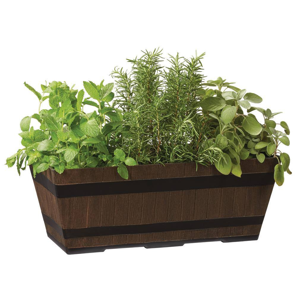 Kentucky Walnut Large Resin Rectangle Window Planter Box (10.13 In. L X 20.13 In. W X 7.6 In. H)