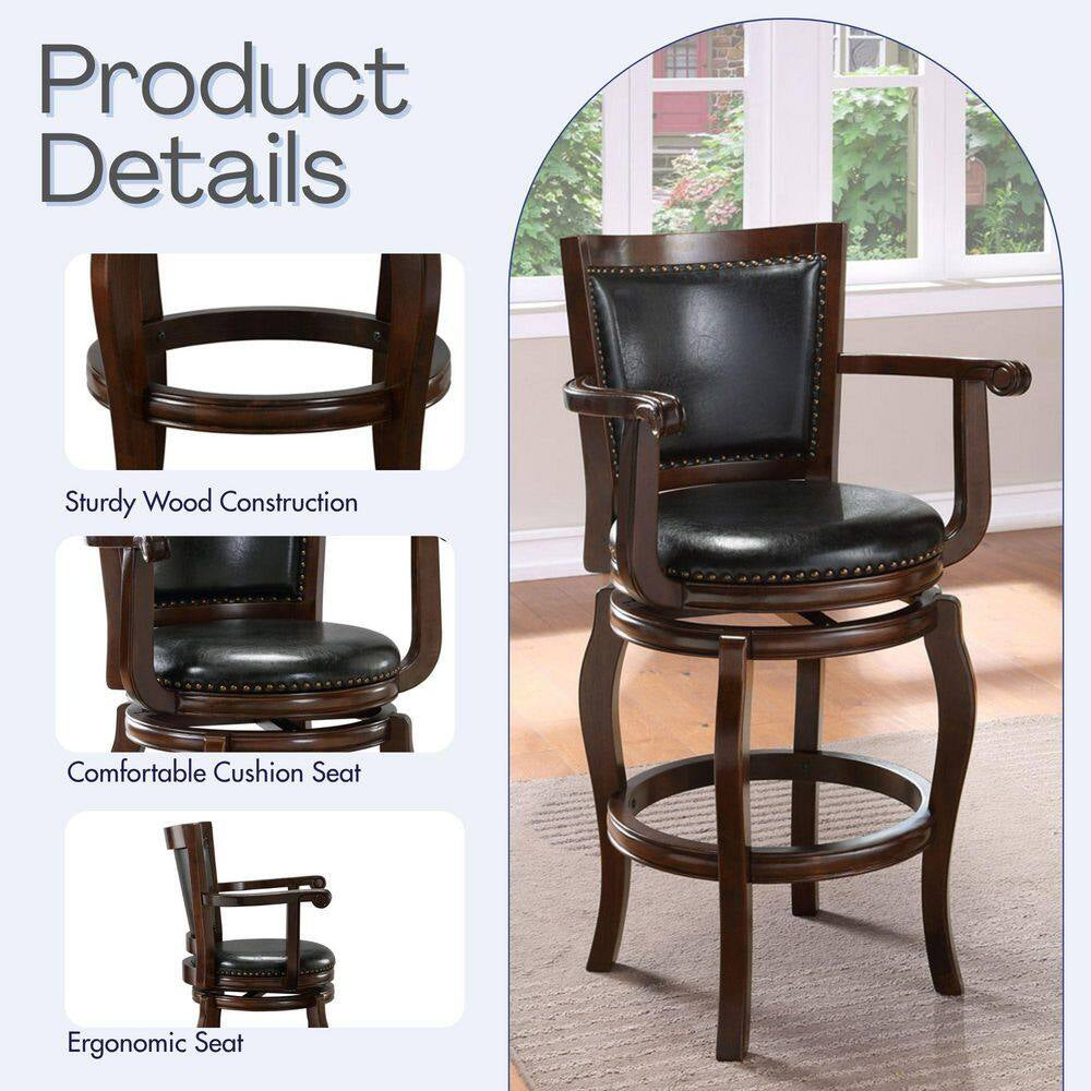 Jones 45 In. H Cappuccino High Back Wood 29 In. Barstool