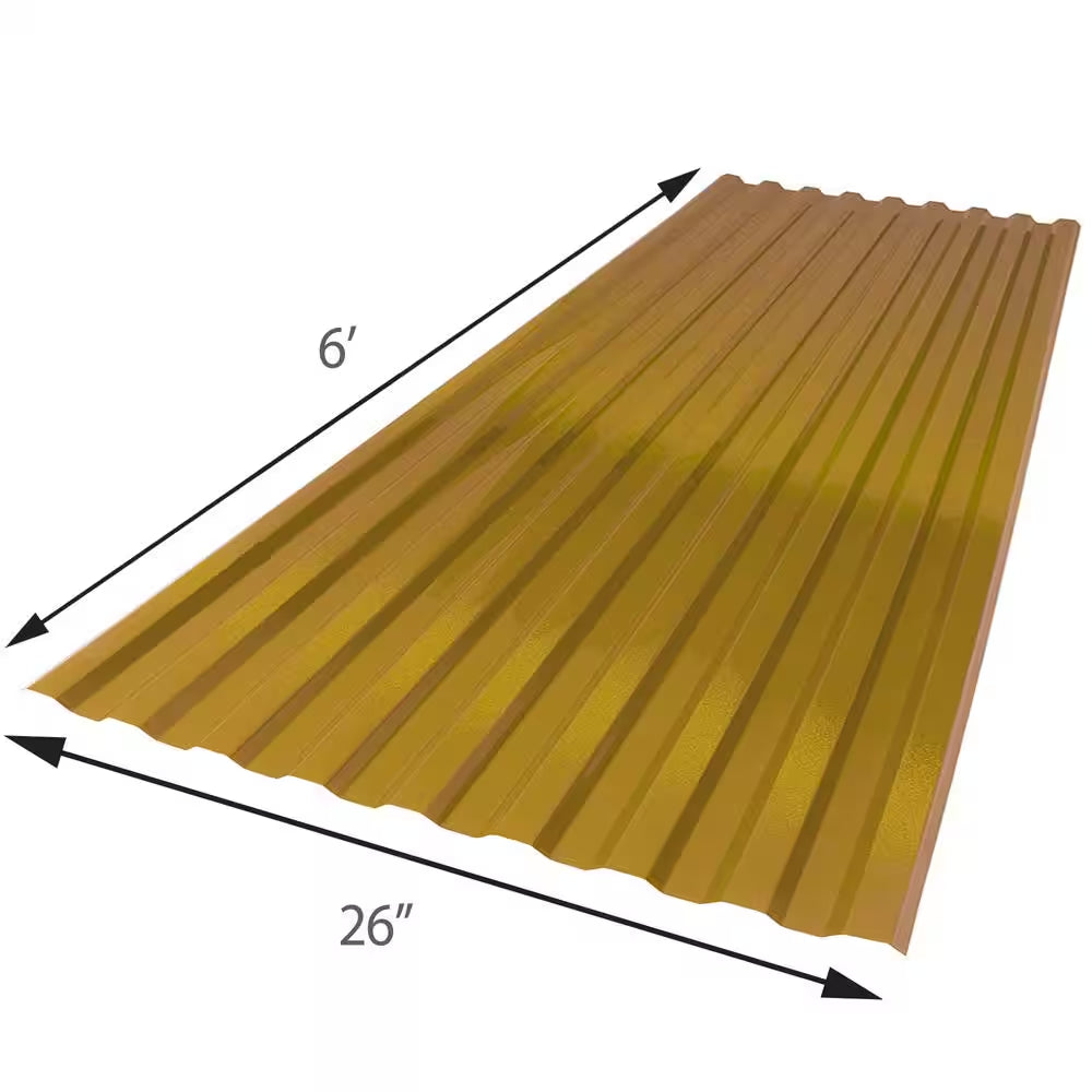26 In. X 6 Ft. Corrugated Polycarbonate Roof Panel in Gold