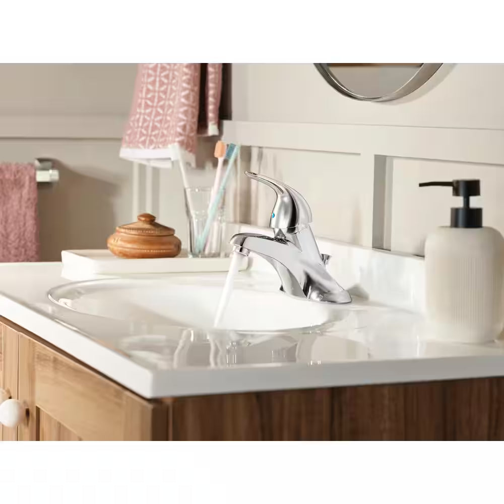 Adler 4 In. Centerset Single Handle Low-Arc Bathroom Faucet in Chrome