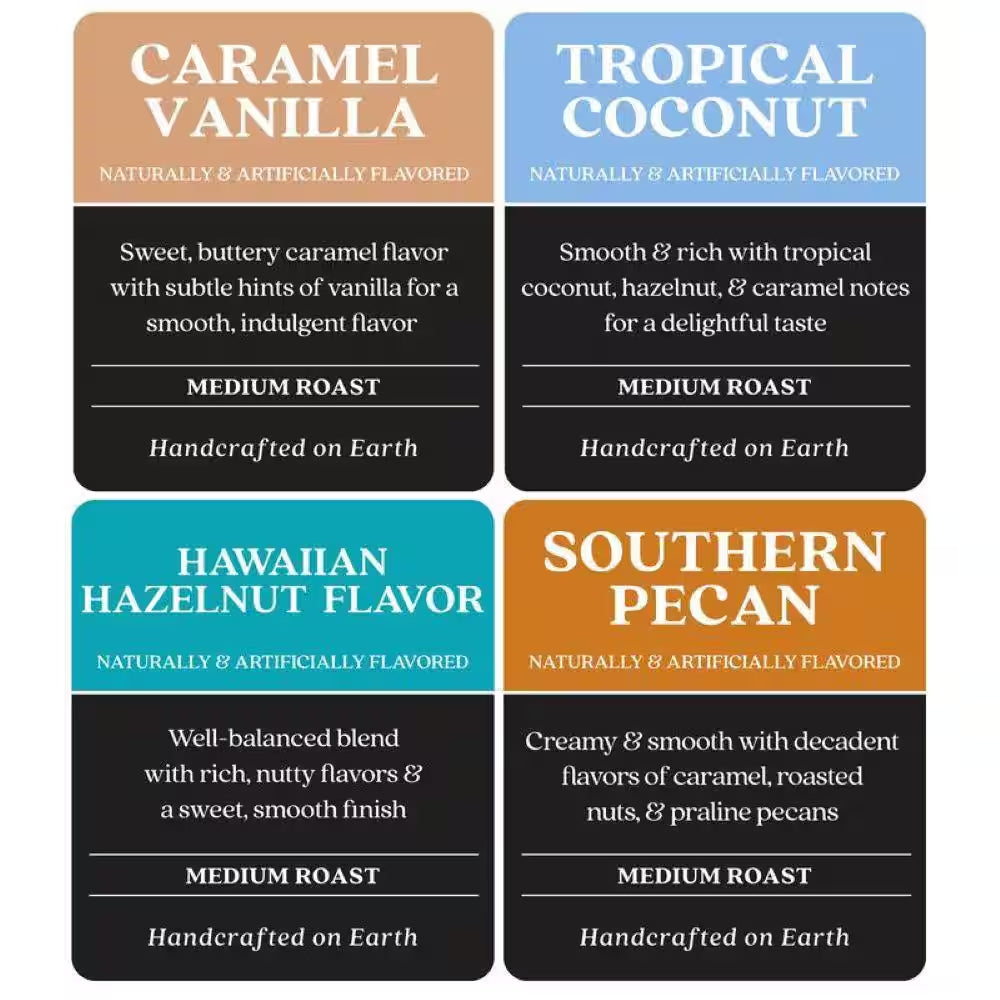 Caramel Vanilla Coconut Hazelnut and Pecan Flavors Single Serve Coffee Pods Keurig K-Cup Brewers 48-Pack Variety Pack