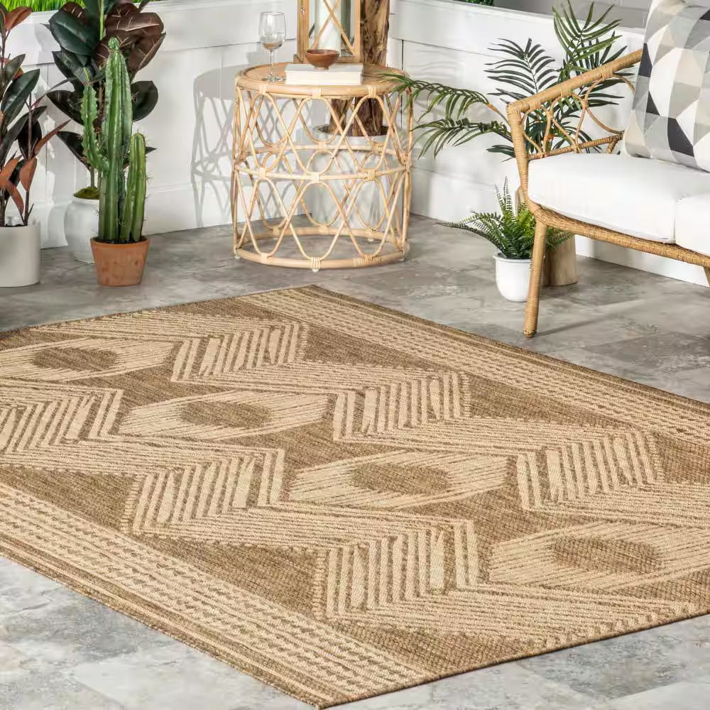 Ranya Tribal Light Brown 2 Ft. X 8 Ft. Indoor/Outdoor Runner Rug